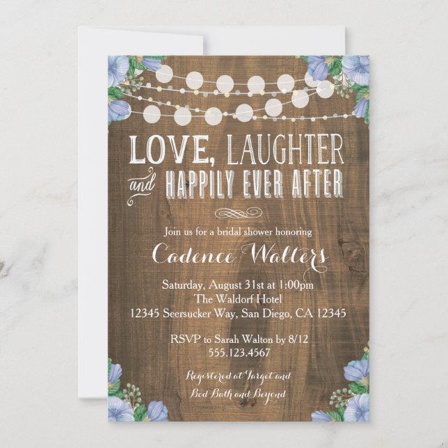 Rustic Wood Wedding Bridal Shower Invitation (Front)