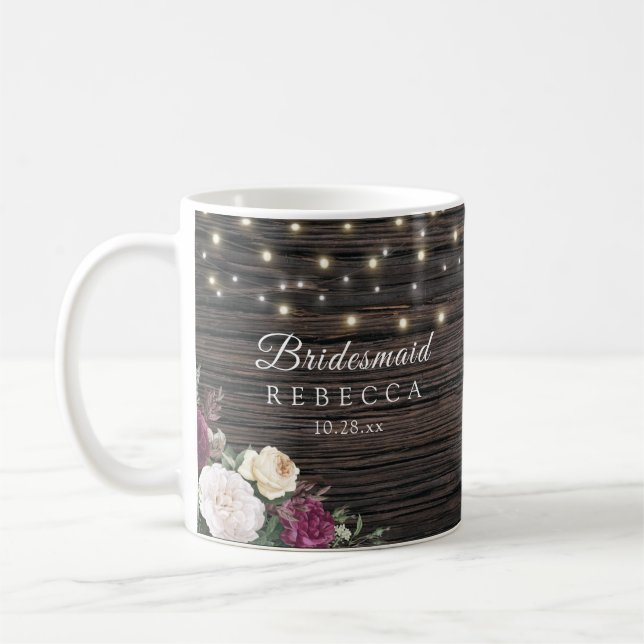 Rustic wood Wedding Bridesmaid Coffee Mug (Left)
