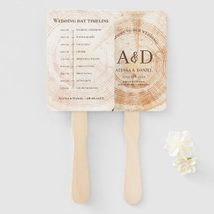 Rustic Wood Wedding day Timeline Souvenir Hand Fan