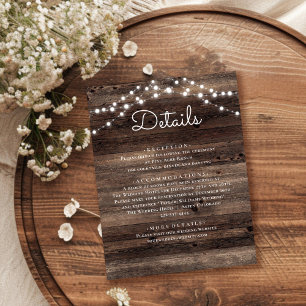 Rustic Wood Wedding Details Enclosure Card