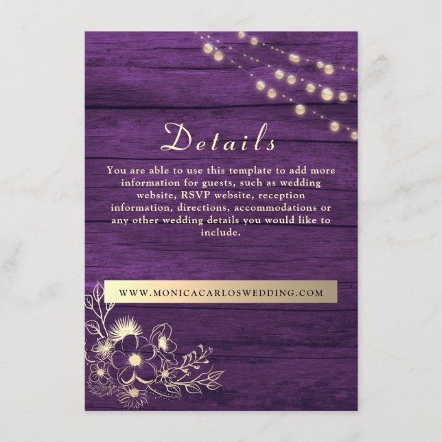 Rustic Wood Wedding Details Website Enclosure Card (Front)