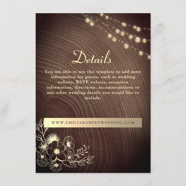 Rustic Wood Wedding Details Website Enclosure Card (Front)
