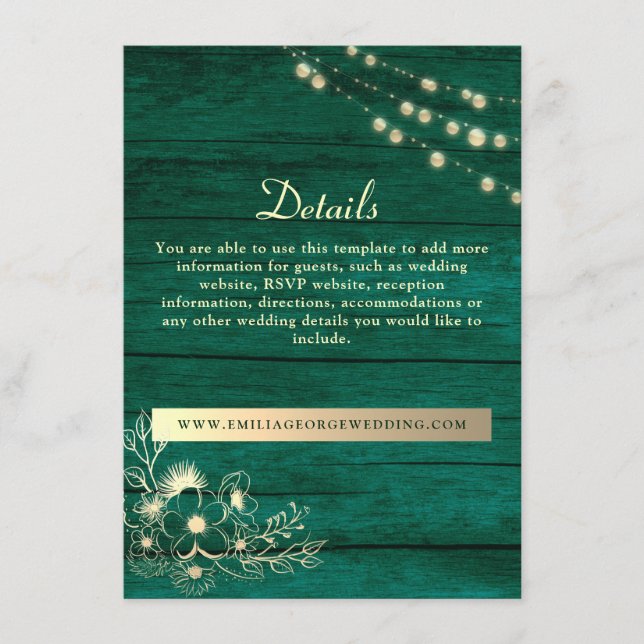 Rustic Wood Wedding Details Website Enclosure Card (Front)