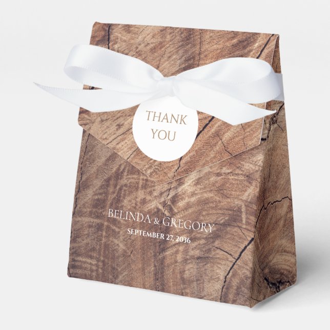 Rustic Wood Wedding Favour Box (Front Side)