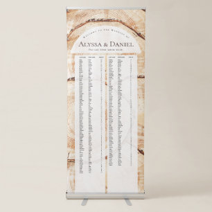 Rustic Wood Wedding Guest Alphabetical last names Retractable Banner