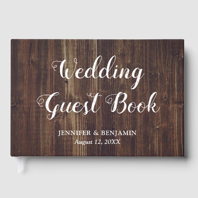 Rustic Wood Wedding Guest Book (Front)