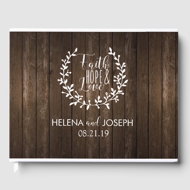 Rustic Wood Wedding Guestbook (Front)