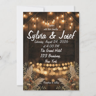 Rustic Wood Wedding Invitation