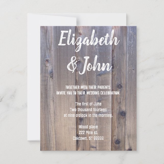 Rustic Wood Wedding Invitations (Front)