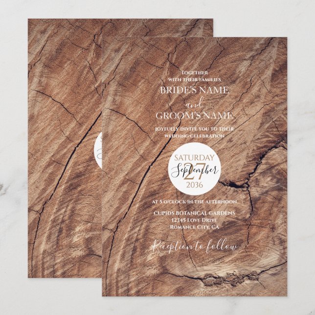 Rustic Wood Wedding Invitations (Front/Back)