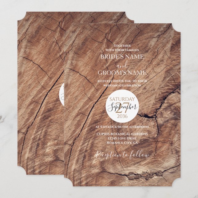 Rustic Wood Wedding Invitations (Front/Back)