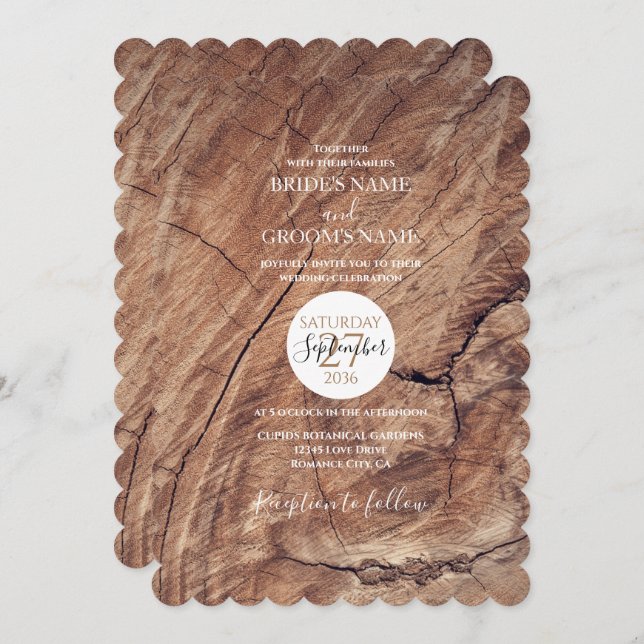 Rustic Wood Wedding Invitations (Front/Back)