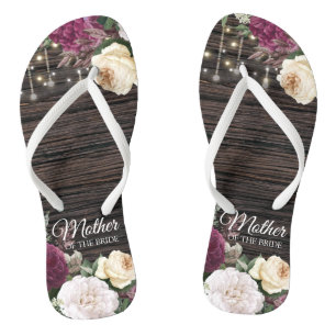 Rustic wood Wedding Mother of the Bride Flip Flops