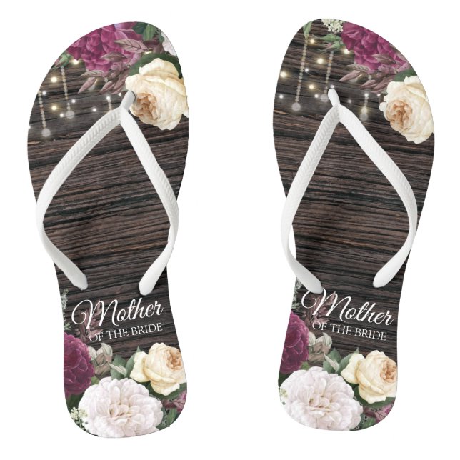 Rustic wood Wedding Mother of the Bride Flip Flops (Footbed)