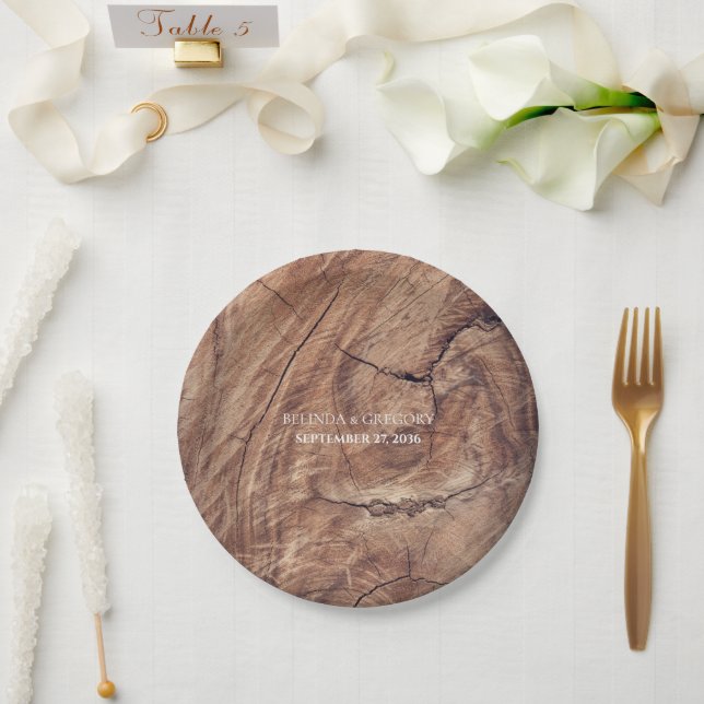 Rustic Wood Wedding Paper Plate (Wedding)