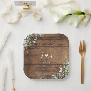 Rustic Wood Wedding Paper Plate