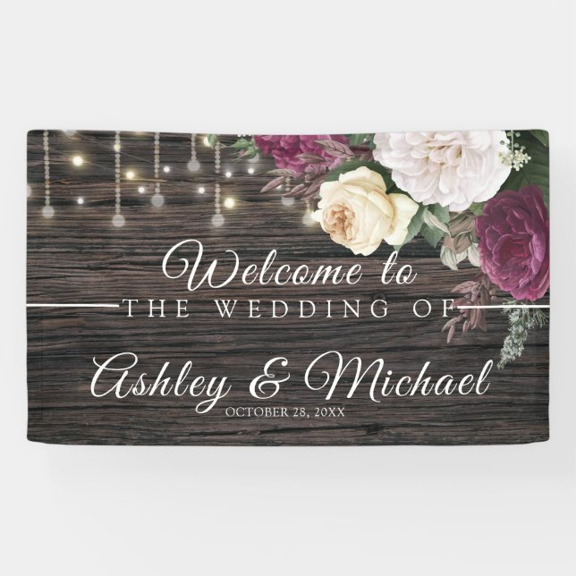 Rustic wood Wedding Party Banner (Horizontal)