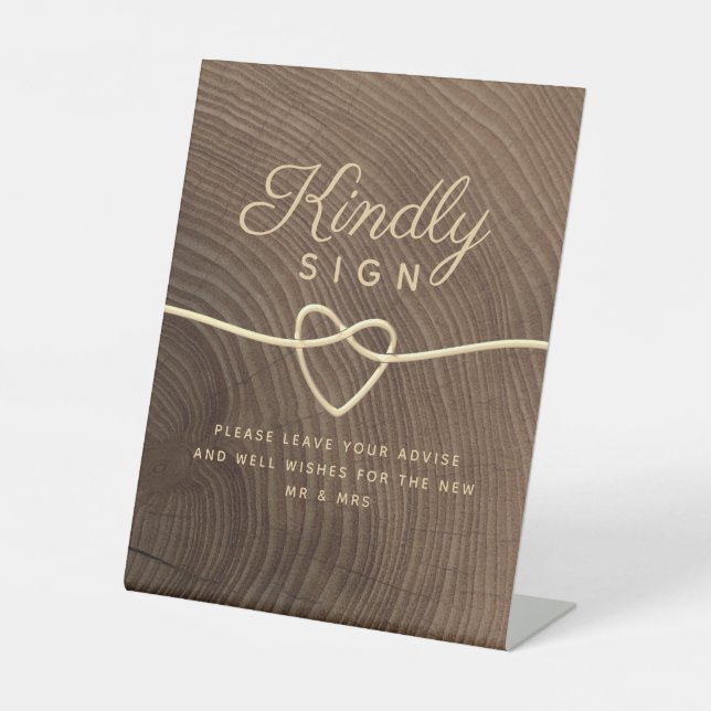 Rustic Wood Wedding Pedestal Sign (Front)