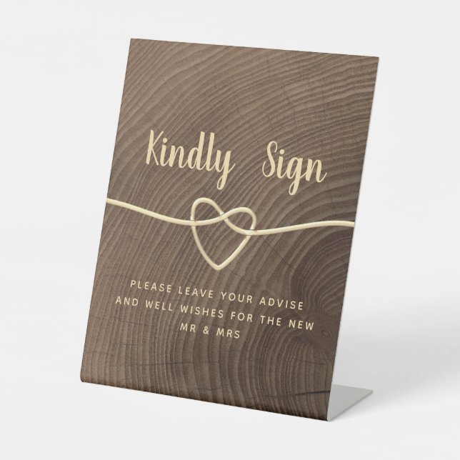 Rustic Wood Wedding Pedestal Sign (Front)