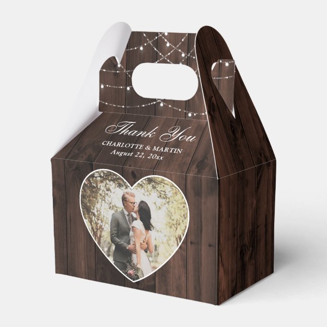 Rustic Wood Wedding Photo Favour Box (Front Side)