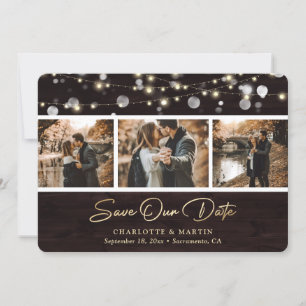 Rustic Wood Wedding Photo Save Our Date Card