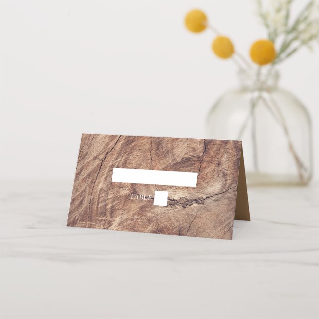 Rustic Wood Wedding Place Card (Front)