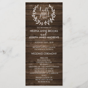 Rustic Wood Wedding Program Programme