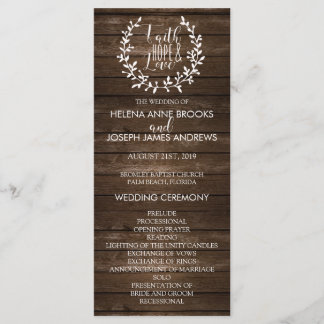 Rustic Wood Wedding Program Programme