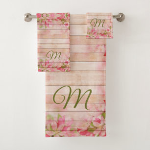 rustic wood, wedding reception, family monogram ,f bath towel set
