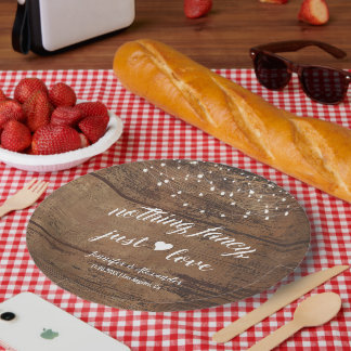 Rustic Wood Wedding Reception Paper Plate