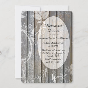 Rustic Wood Wedding Rehearsal Dinner Invitation