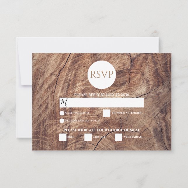 Rustic Wood Wedding RSVP Cards (Front)