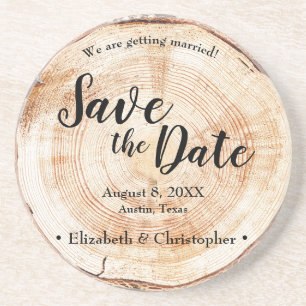 Rustic Wood Wedding Save the Date Coaster