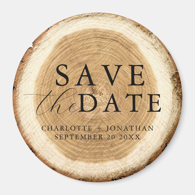 Rustic Wood Wedding Save the Date Magnet (Front)