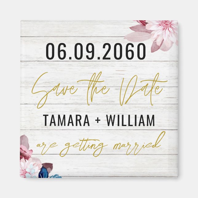 Rustic Wood Wedding Save The Date Non Photo Magnet (Front)