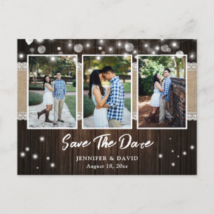 Rustic Wood Wedding Save The Date Photo Postcards