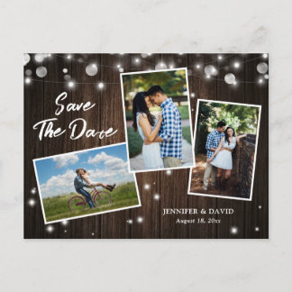 Rustic Wood Wedding Save The Date Photo Postcards