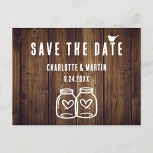 Rustic Wood Wedding Save The Date Postcard