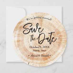 Rustic Wood Wedding Save the date QR code Invitation