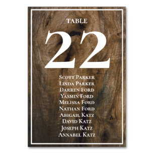 Rustic Wood Wedding Seating Assignment Card