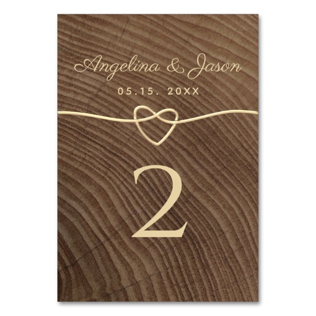 Rustic Wood Wedding Table Number (Front)