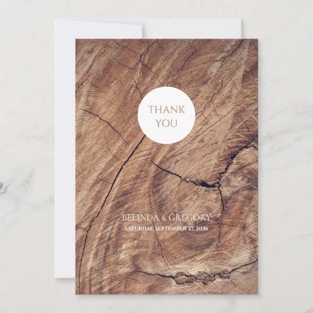 Rustic Wood Wedding Thank You Card (Front)