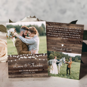 Rustic Wood Wedding Thank You Card