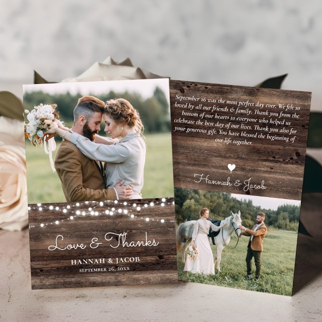 Rustic Wood Wedding Thank You Card (Creator Uploaded)
