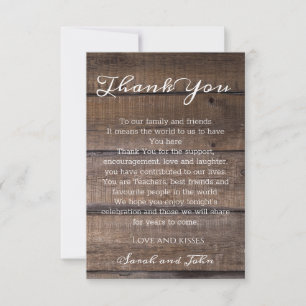 Rustic Wood Wedding Thank You Card