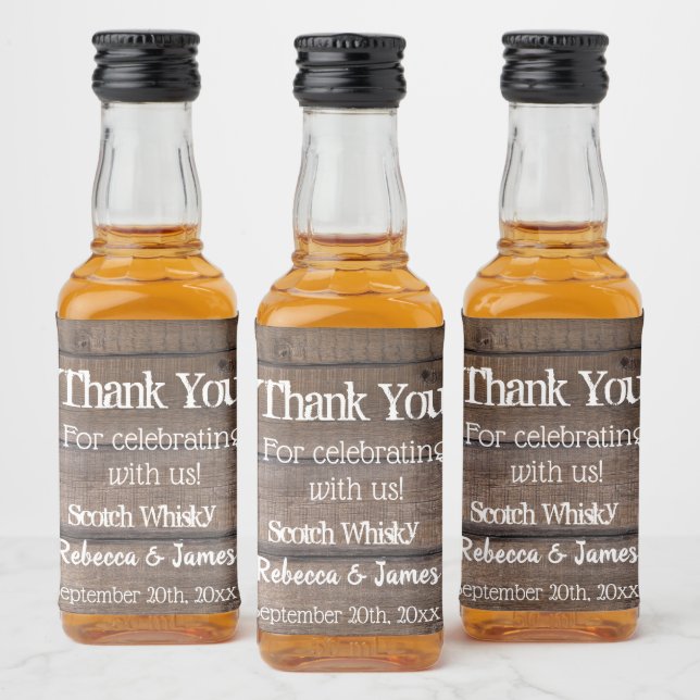 Rustic Wood Wedding Thank You Favour Liquor Bottle Label (Bottles)