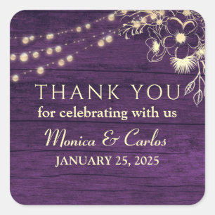 Rustic Wood Wedding Thank You Square Sticker