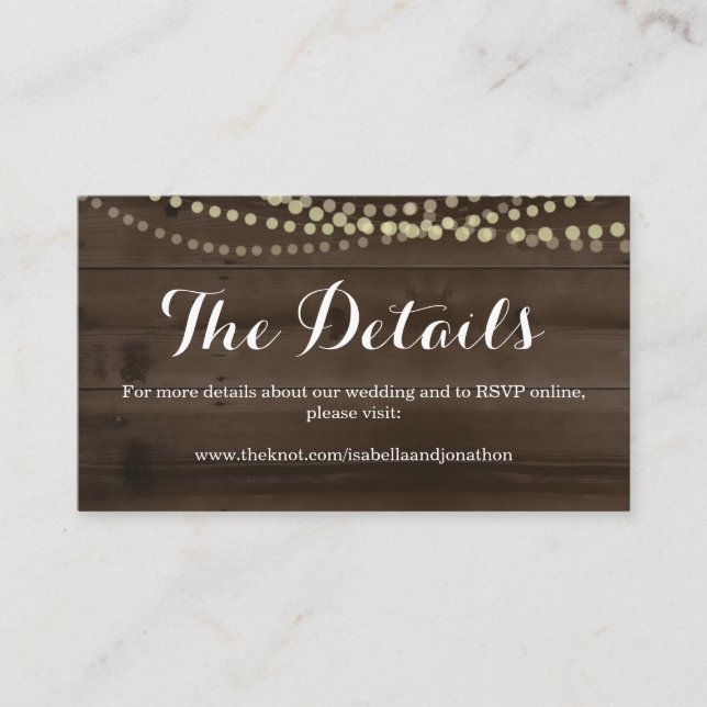 Rustic Wood Wedding Website Enclosure Card (Front)