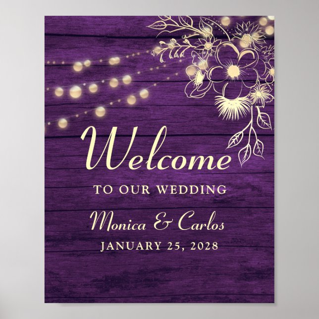 Rustic Wood Wedding Welcome Poster (Front)