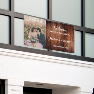 Rustic wood Welcome to our Wedding photo Banner